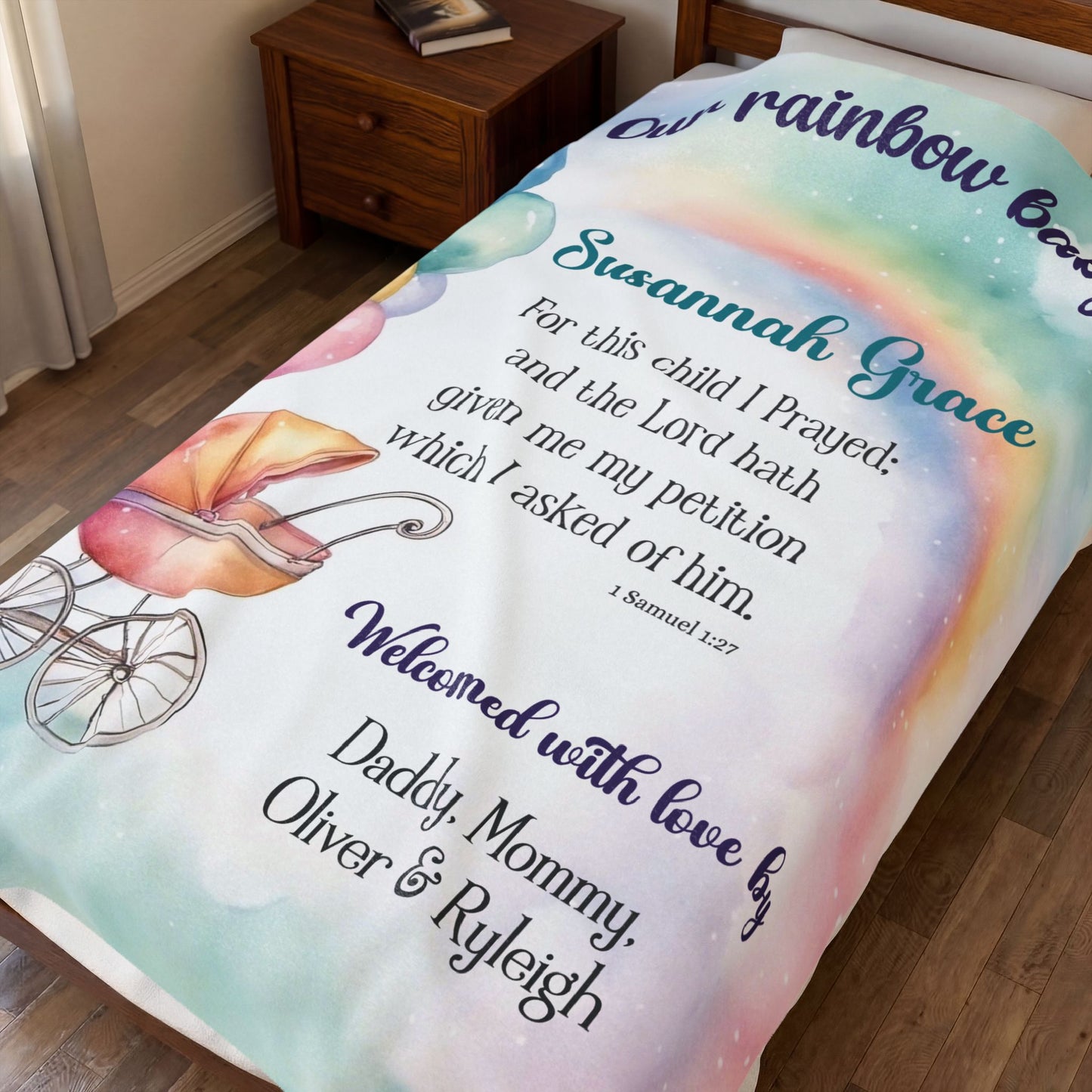 Personalized Rainbow Baby Blanket