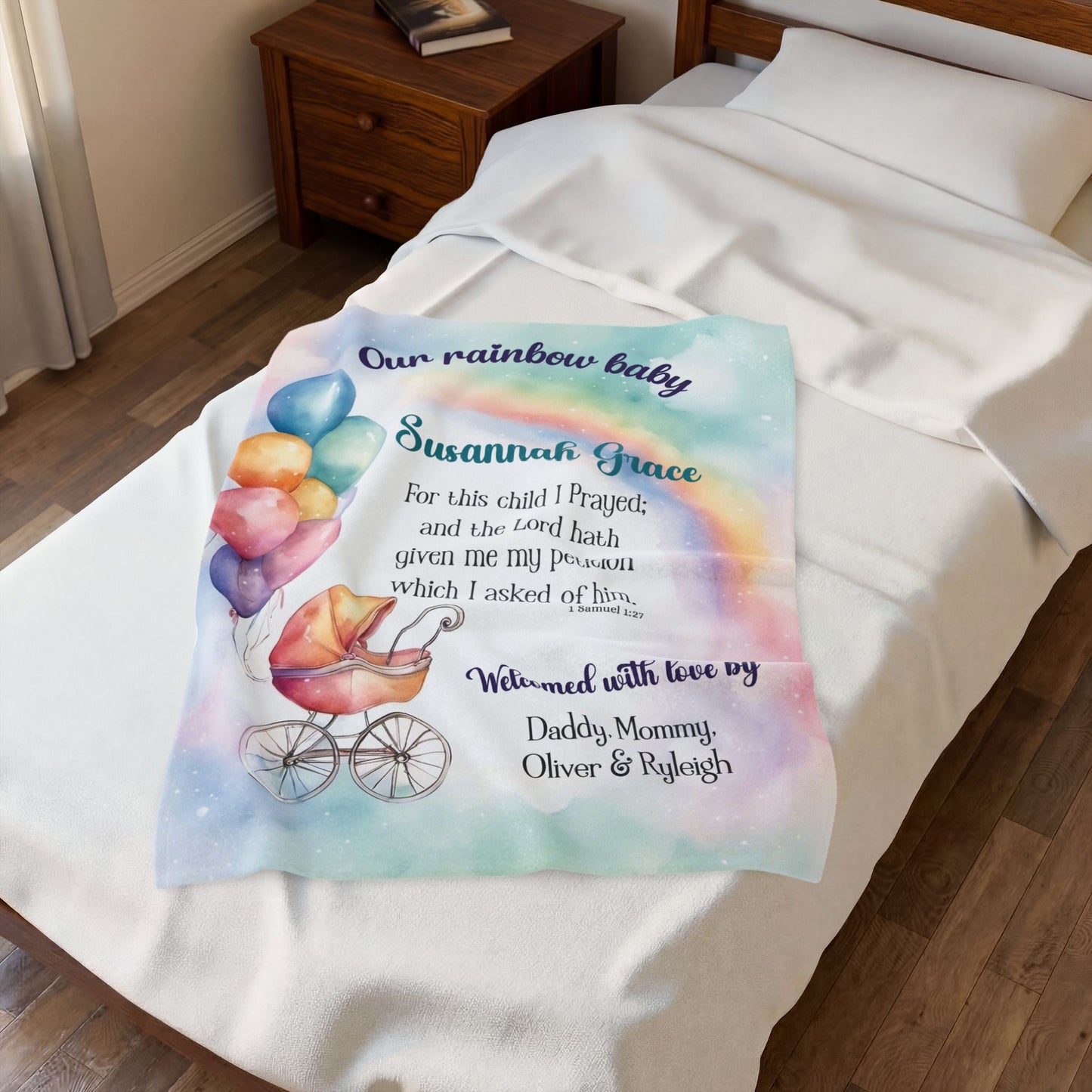 Personalized Rainbow Baby Blanket
