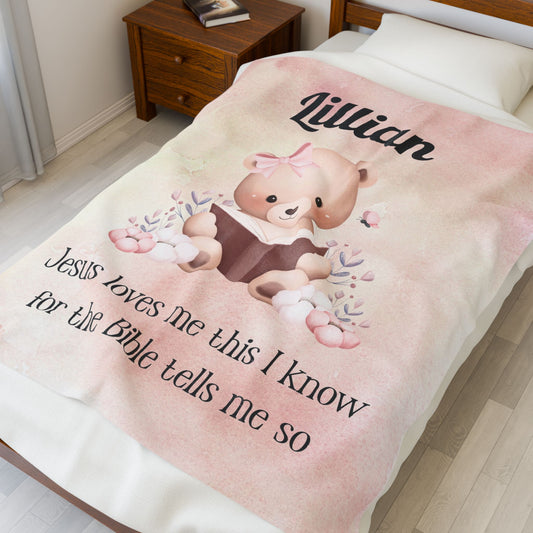Personalized Jesus Loves Me This I Know Plush Blanket