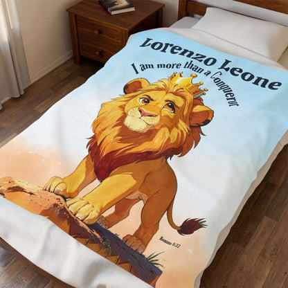 I am More than a Conqueror Lion Blanket