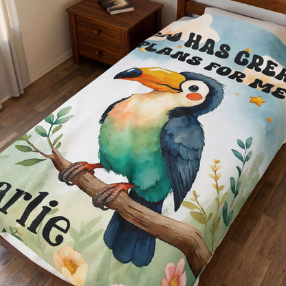 God Has Great Plans Toucan Blanket