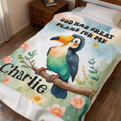 God Has Great Plans Toucan Blanket