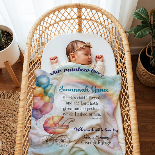 Personalized Rainbow Baby Blanket
