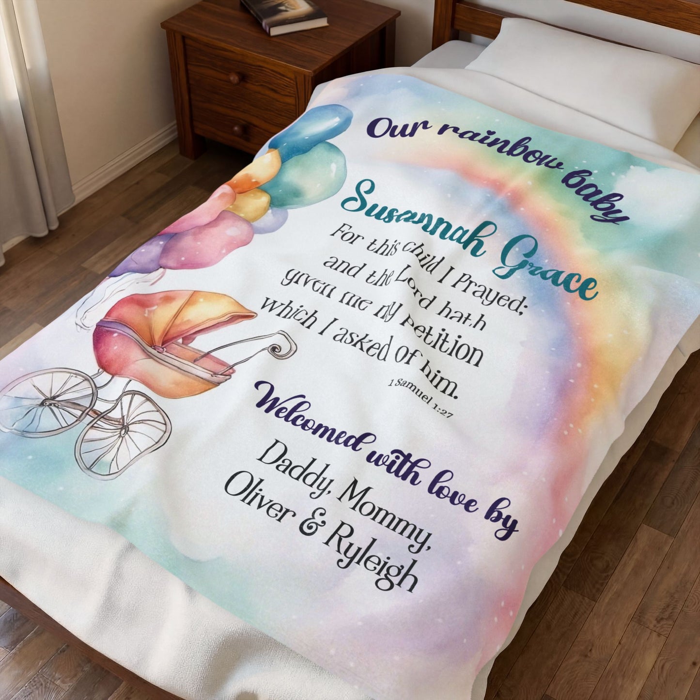 Personalized Rainbow Baby Blanket