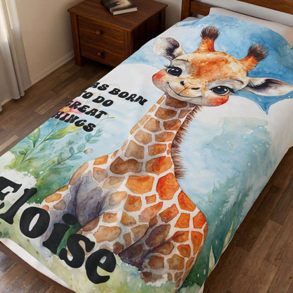 Born to Do Great Things Giraffe Blanket