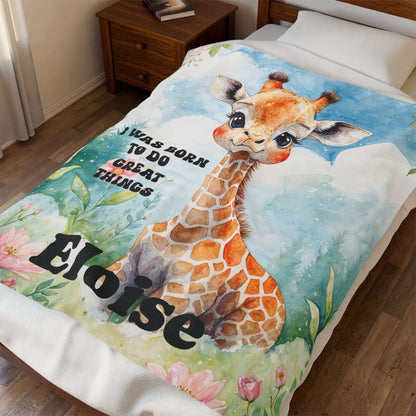 Born to Do Great Things Giraffe Blanket