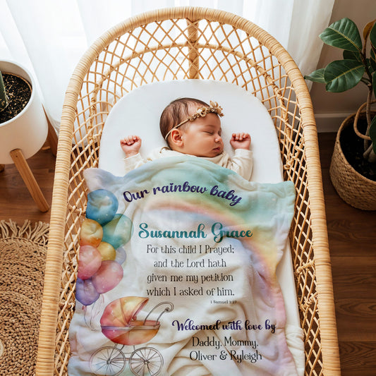 Personalized Rainbow Baby Blanket