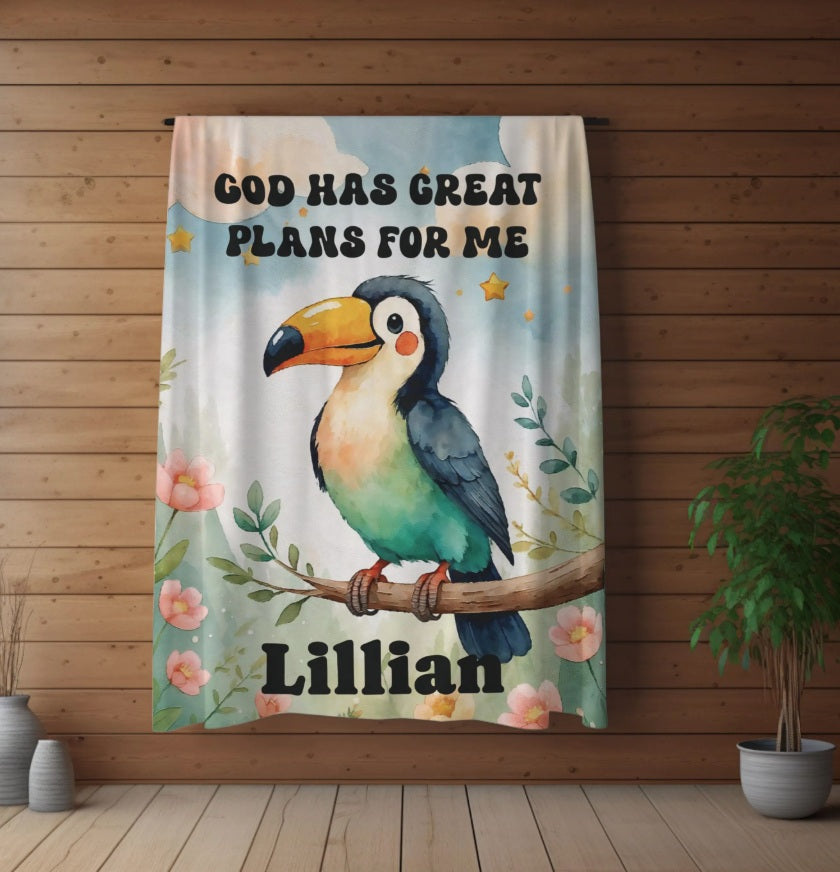 God Has Great Plans Toucan Blanket